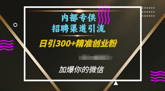 内部招聘渠道日引流300+创业粉，加爆你的微信-极码AI- 热点知汇专注Ai网赚项目资源知识聚汇