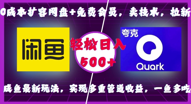 0成本扩容网盘+免费会员，卖技术，拉新，咸鱼最新玩法，实现多重管道收益，一鱼多吃，轻松日入500+-极码AI- 热点知汇专注Ai网赚项目资源知识聚汇