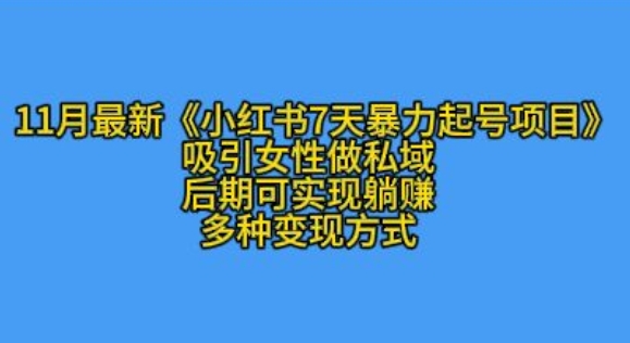 K总部落11月最新小红书7天暴力起号项目，吸引女性做私域【揭秘】-极码AI- 热点知汇专注Ai网赚项目资源知识聚汇