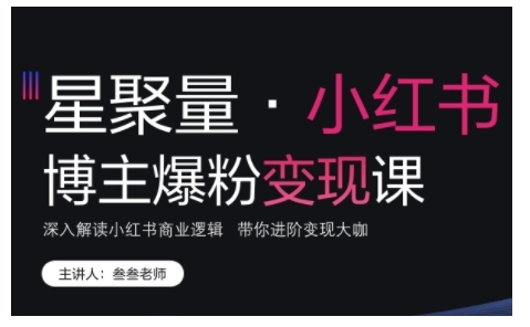 小红书博主爆粉变现课，深入解读小红书商业逻辑，带你进阶变现大咖-极码AI- 热点知汇专注Ai网赚项目资源知识聚汇