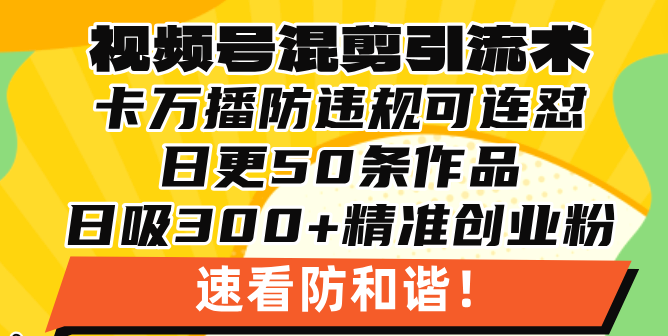 视频号混剪引流技术，500万播放引流17000创业粉，操作简单当天学会-极码AI- 热点知汇专注Ai网赚项目资源知识聚汇