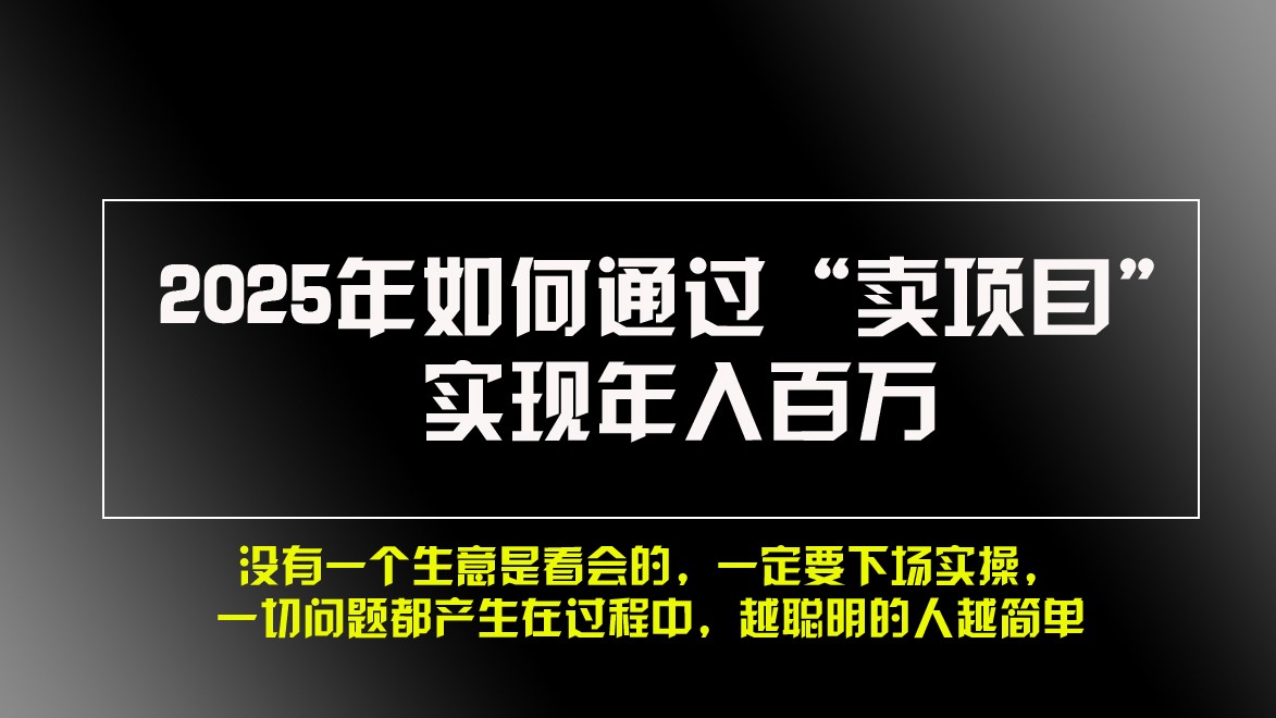 2025年如何通过“卖项目”实现年入百万-极码AI- 热点知汇专注Ai网赚项目资源知识聚汇